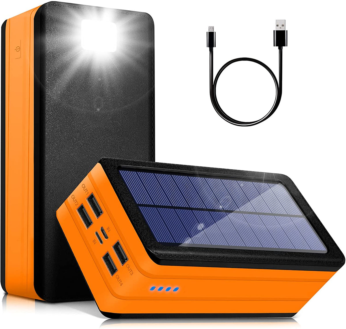 Banco de energía Solar de carga rápida tipo C, cargador inalámbrico portátil  para teléfono, IPhone, USB, 10000mAh, 30000mAh - AliExpress