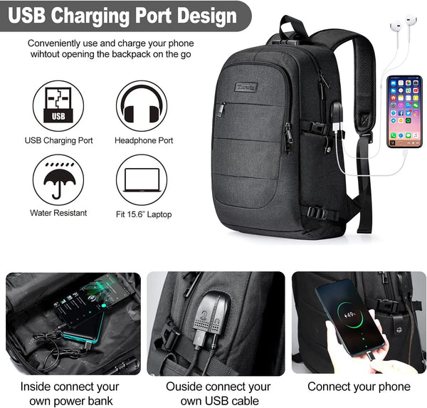 anti theft laptop travel backpack with usb plug charging port Anti-theft Waterproof Laptop Travel Backpack with USB Charging Port and  Padlock