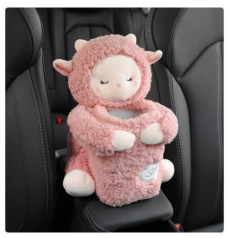 TEDDY CAR.Cajas de pañuelos multifunción 2 en 1 , accesorios, bolsa de pañuelos,funda de soporte de felpa, decoración Interior de juguetes para Autos