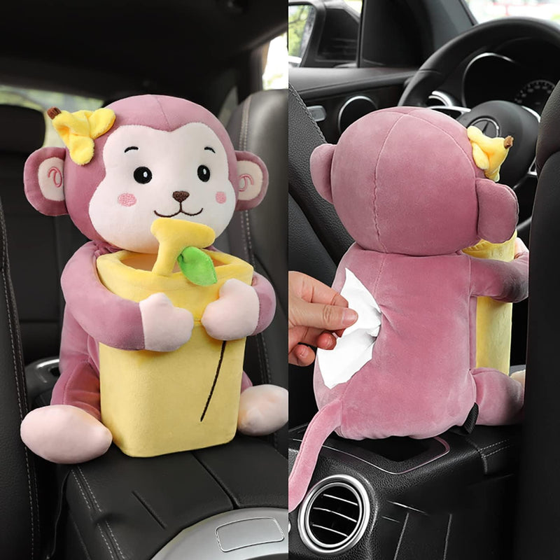 TEDDY CAR.Cajas de pañuelos multifunción 2 en 1 , accesorios, bolsa de pañuelos,funda de soporte de felpa, decoración Interior de juguetes para Autos