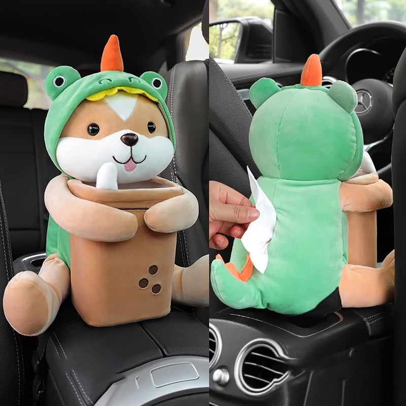 TEDDY CAR.Cajas de pañuelos multifunción 2 en 1 , accesorios, bolsa de pañuelos,funda de soporte de felpa, decoración Interior de juguetes para Autos