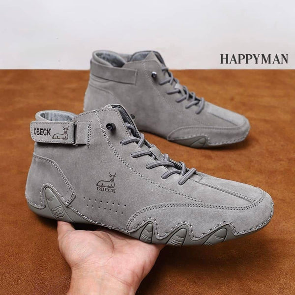 HAPPY MAN Botines . Botín gris de ante estilo deportivo con cordones y suela antideslizante