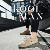 Zapatos casuales beige de ante con cordones y suela flexible para uso urbano Kool Man.Zapatos .