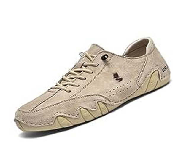 Zapato casual beige de ante con cordones y suela flexible tipo conductor Kool Man.Zapatos . allonline24