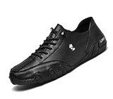 Kool Man.Zapatos zapato casual negro de cuero con cordones y suela antideslizante para uso diario