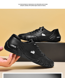 Kool Man.Zapatos allonline24 zapatillas negras de cuero  con suela flexible y diseno deportivo