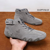 HAPPY MAN Botines . Botín gris de ante estilo deportivo con cordones y suela antideslizante