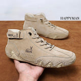 HAPPY MAN Botines . Botines beige de ante estilo urbano con cordones y cierre de velcro DBECK, ALLONLINE24