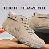 HAPPY MAN Botines botines todoterreno beige de gamuza con cordones y suela antideslizante ALLONLINE24