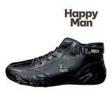 HAPPY MAN Botines . Botin negro de cuero para hombre ALLONLINE24 estilo deportivo con cordones y suela antideslizante