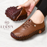 Zapatos mujer marrones flexibles Happy Girl de cuero sintético con suela antideslizante y diseño plegable