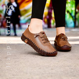 Zapatos de mujer marrones estilo casual con suela flexible y cordones marca ALL ONLINE 24 Happy Girl