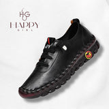Zapatilla mujer Happy Girl negra en cuero sintetico con cordones y suela flexible para diario