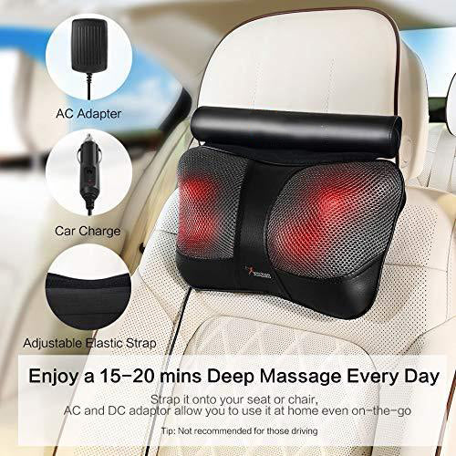 Neck Massage Pillow Deep Kneading Shoulder Back and Foot Massager with Heat-Relaxation Gifts for Women/Men/Dad/Mom