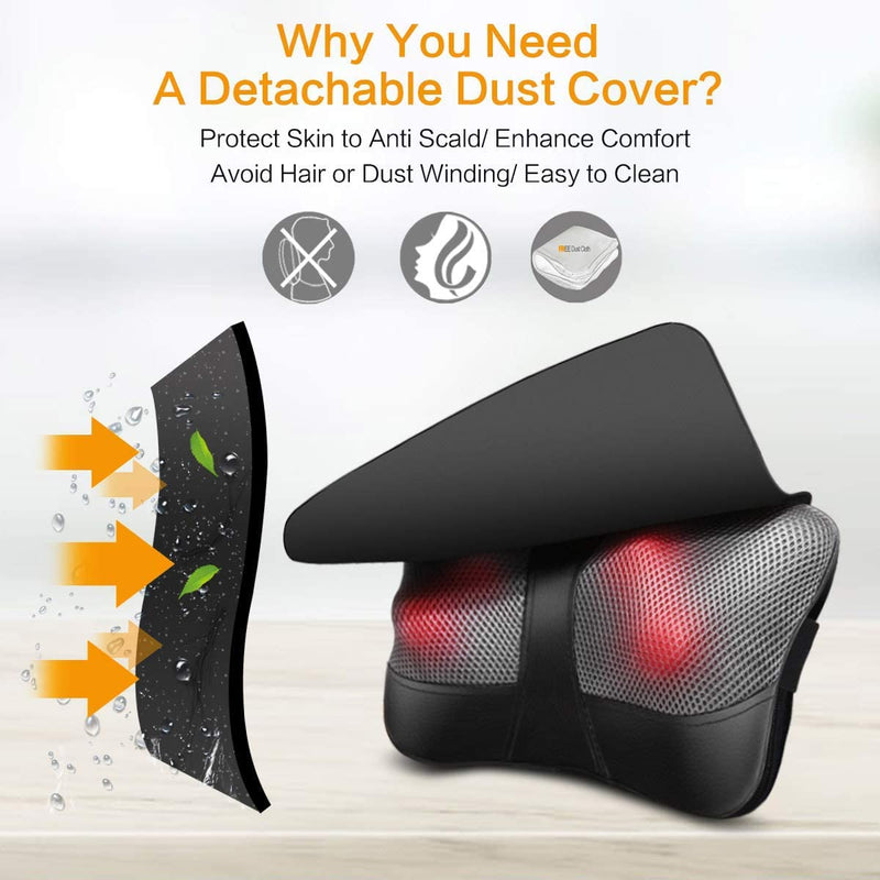 Neck Massage Pillow Deep Kneading Shoulder Back and Foot Massager with Heat-Relaxation Gifts for Women/Men/Dad/Mom