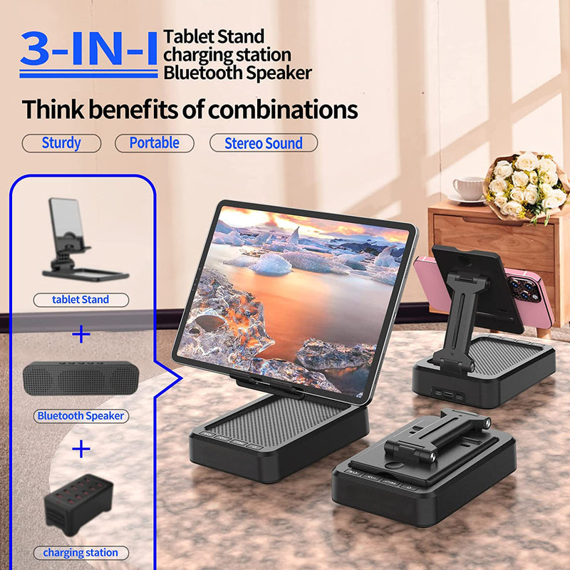 Cell Phone Stand with Wireless Bluetooth Speaker and Anti-Slip Base HD Surround Sound Perfect for Home and Outdoors for iPhone/ipad/Samsung Galaxy