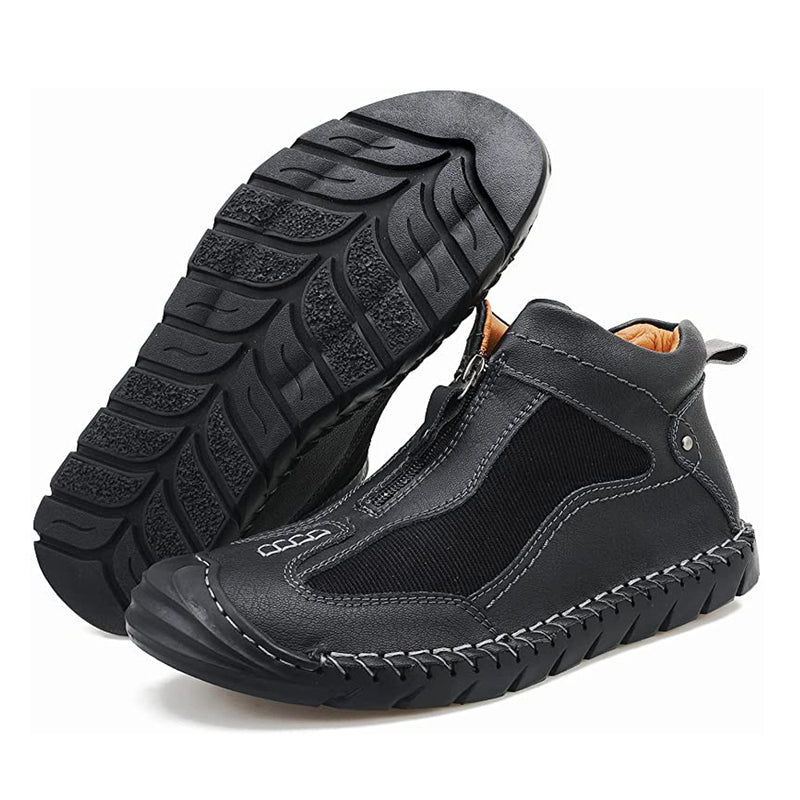 Fashion 2022 Slip On Boots for Men Casual Loafers Shoes PU Leather Chukka Boots Hand Stiching Ankle Boots. Men's PU Leather Slip-On Boots 