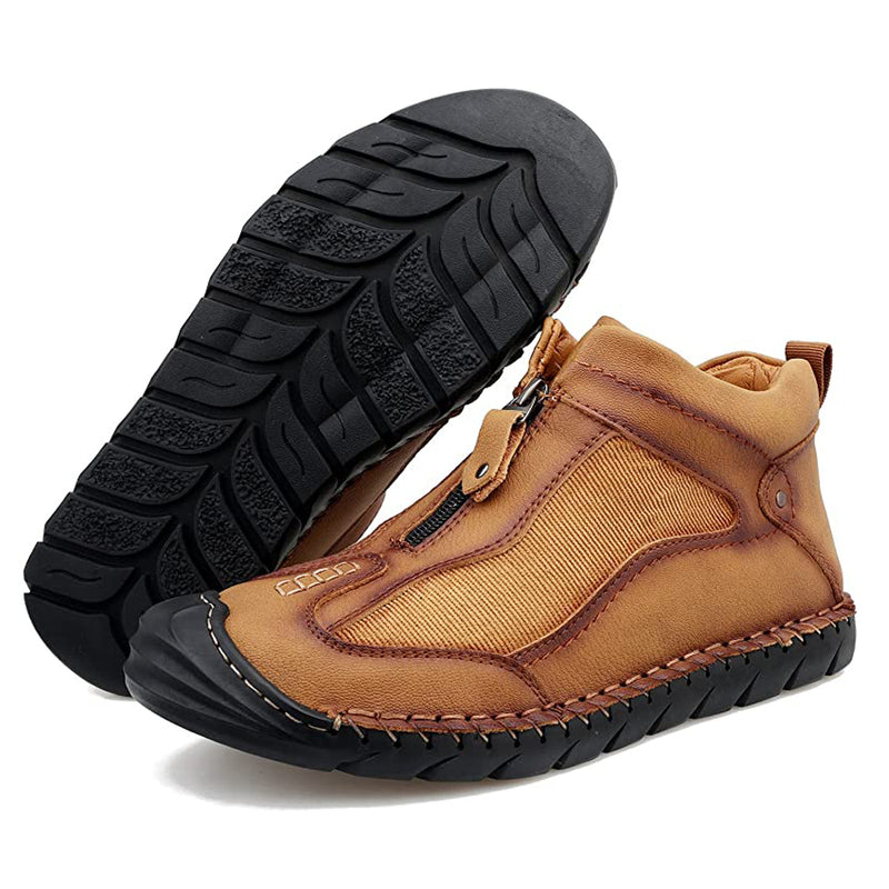 Fashion 2022 Slip On Boots for Men Casual Loafers Shoes PU Leather Chukka Boots Hand Stiching Ankle Boots. Men's PU Leather Slip-On Boots 
