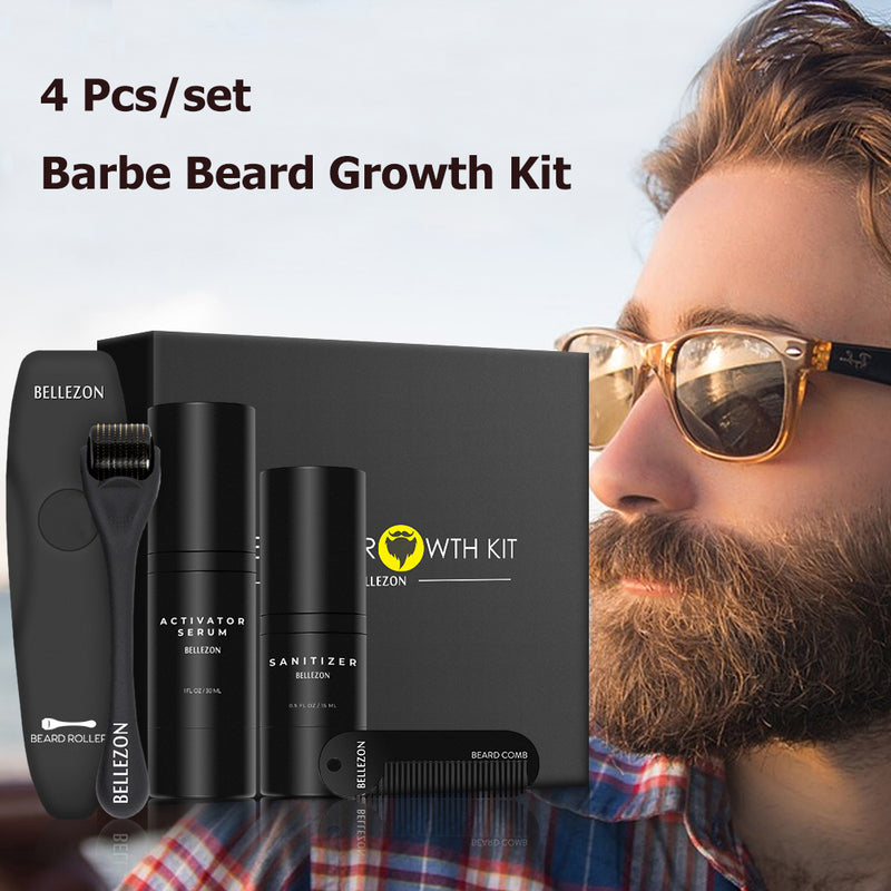 Beard Growth Kit Gift Box Men's Beard Growth With Comb Beard Roller Beard Oil