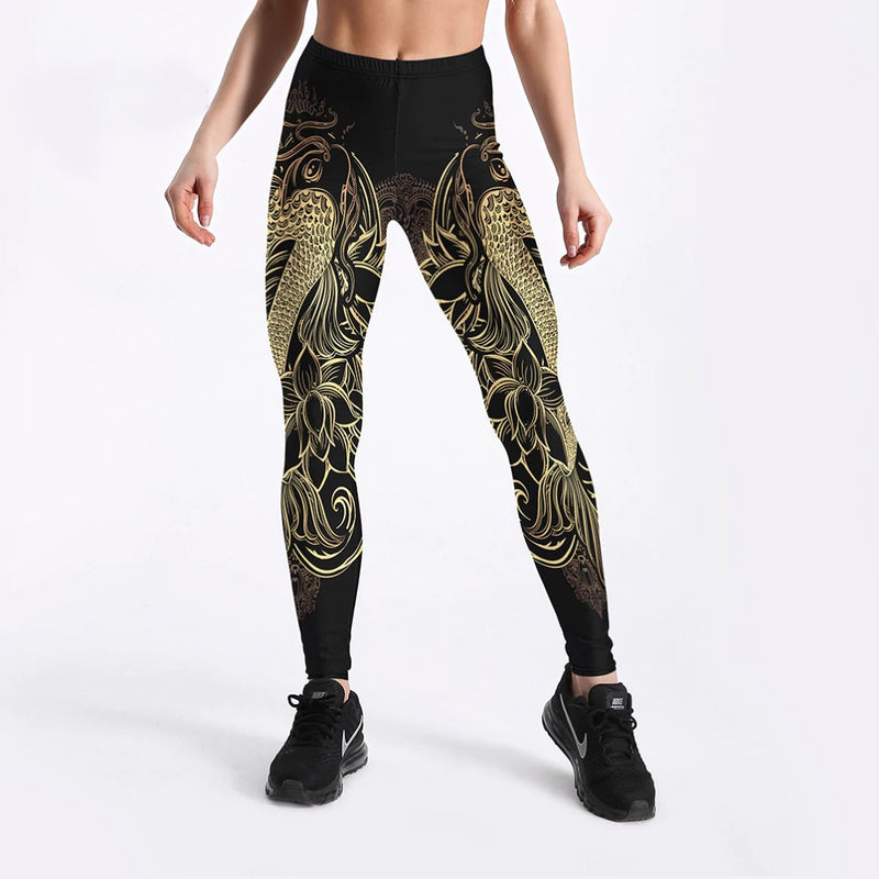 Vivian Soft Elastic Streak Printed Simple Style Fitness Workout Pants Big Size From S to 4 XL