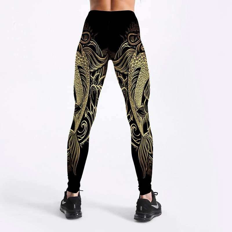 Vivian Soft Elastic Streak Printed Simple Style Fitness Workout Pants Big Size From S to 4 XL