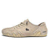 Kool Man.Zapatos Zapato casual beige de ante con cordones y suela de goma para uso diario