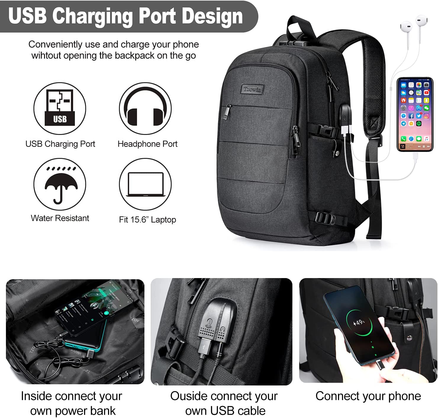 Anti-theft Waterproof Laptop Travel Backpack with USB Charging Port an – ALL ONLINE 24