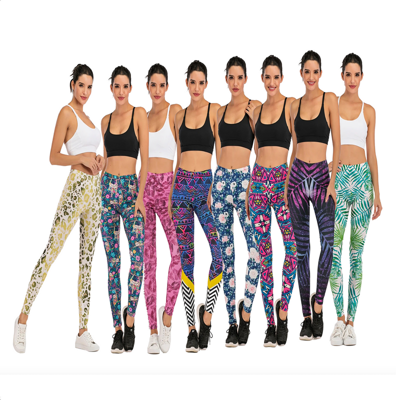 Flor sloth Printing Leggings Slim High Waist