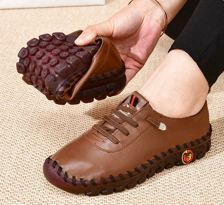 HAPPY GIRL 2023. Zapatos de Cuero con cordones para mujer.  flat slip-on. Zapatos Mujer Chaussure Femme.