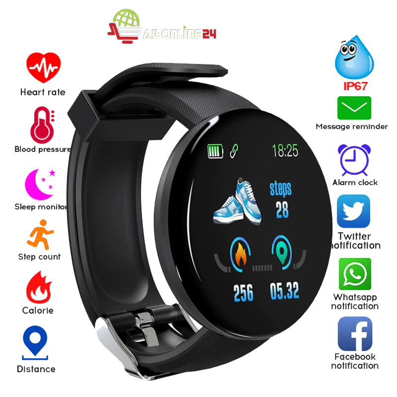 Fitness Tracker Smart Watch Bracelet D18 Unisex