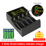 USB battery charger 4 slots for AAA / AA rechargeable battery Short circuit protection with LED indicator Ni-MH / Ni-Cd charger 