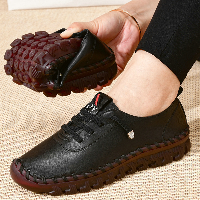 HAPPY GIRL 2023. Zapatos de Cuero con cordones para mujer.  flat slip-on. Zapatos Mujer Chaussure Femme.