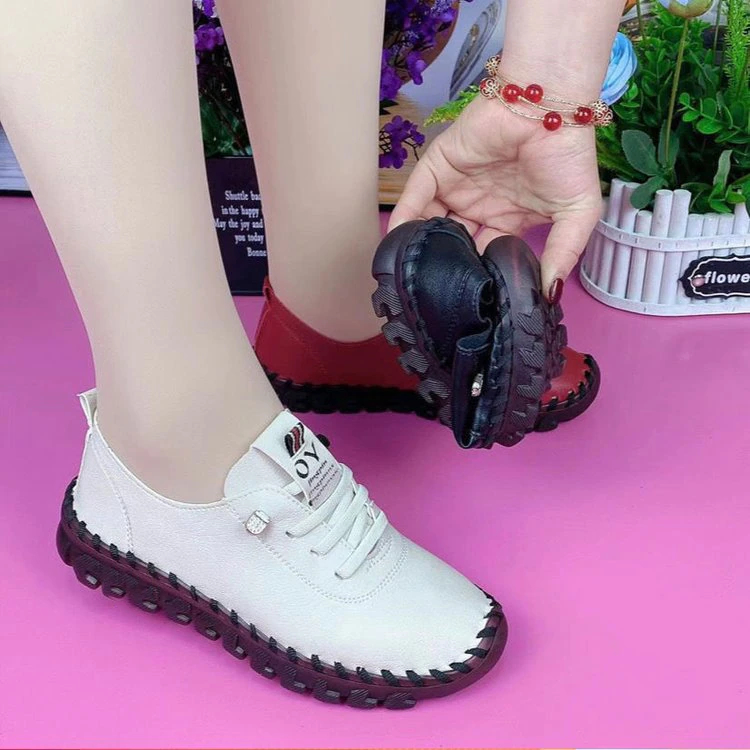 HAPPY GIRL 2023. Zapatos de Cuero con cordones para mujer.  flat slip-on. Zapatos Mujer Chaussure Femme.