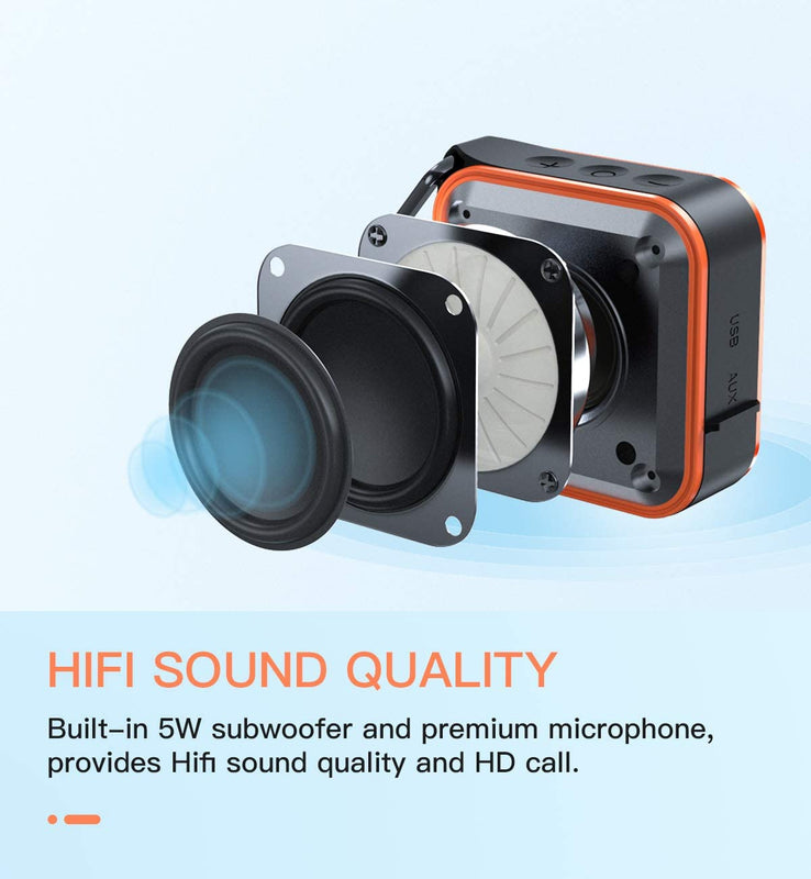 Horn &amp; FM Radio IPX7 Waterproof Bluetooth Speaker, Portable Wireless Outdoor IPX7 Horn &amp; FM Radio 