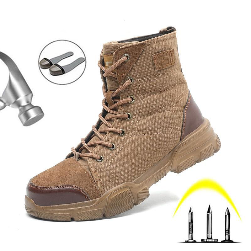 Botas industriales y construcción de punta de acero Steel Toe Boots for Men Military Work Boots Indestructible Work Shoes Desert Combat Army 36-48