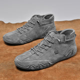 HAPPY MAN  Botines de gamuza gris ALLONLINE24 con cordones, cierre de velcro y suela flexible