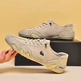 Zapatos casuales  beige con cordones y suela flexible para hombre Kool Man.Zapatos allonline24