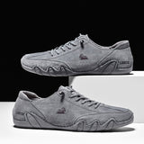 Zapatos grises de ante estilo casual con suela flexible y cordones,  por allonline24 Kool Man Zapatos .