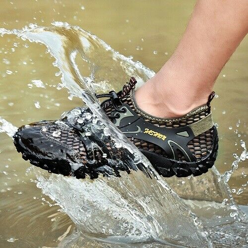 Men Women Mesh Hiking Shoes Wearproof Rubber Upstream Quick-Dry Breathable Trekking Water Sports Sneakers Soft Good Grip