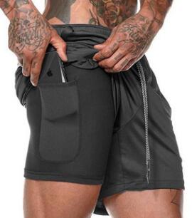 New Mens Secure Pocket Shorts 2-Layers Workout Fitness .fashion 2024