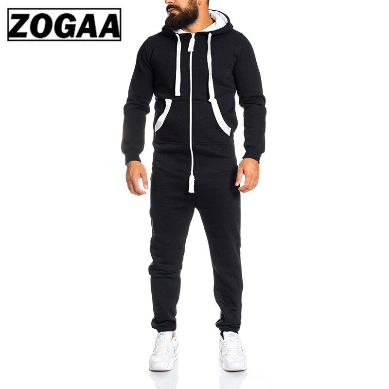 New 2 Pieces Sets Tracksuit Men Autumn Winter Pockets Hooded Sweatshirt + Sweatpants Sport Wear Sets Male Patchwork Sweat Suit