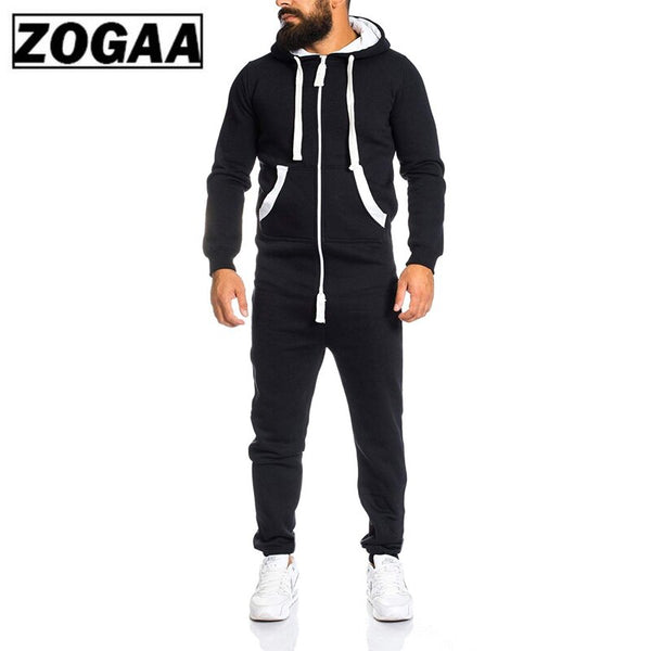 New 2 Pieces Sets Tracksuit Men Autumn Winter Pockets Hooded Sweatshirt + Sweatpants Sport Wear Sets Male Patchwork Sweat Suit