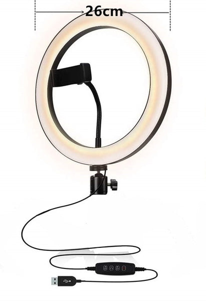 Selfie Ring Lamp With Tripod and control, video filming pack