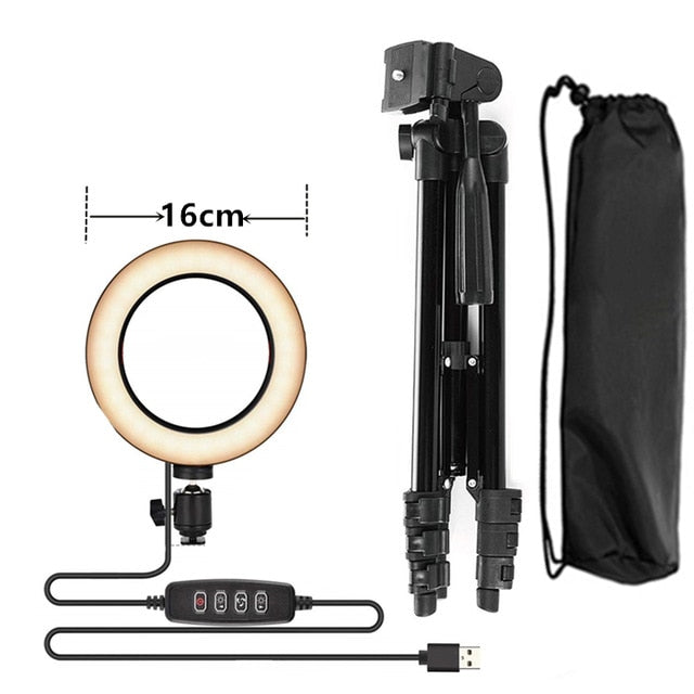 Selfie Ring Lamp With Tripod and control, video filming pack