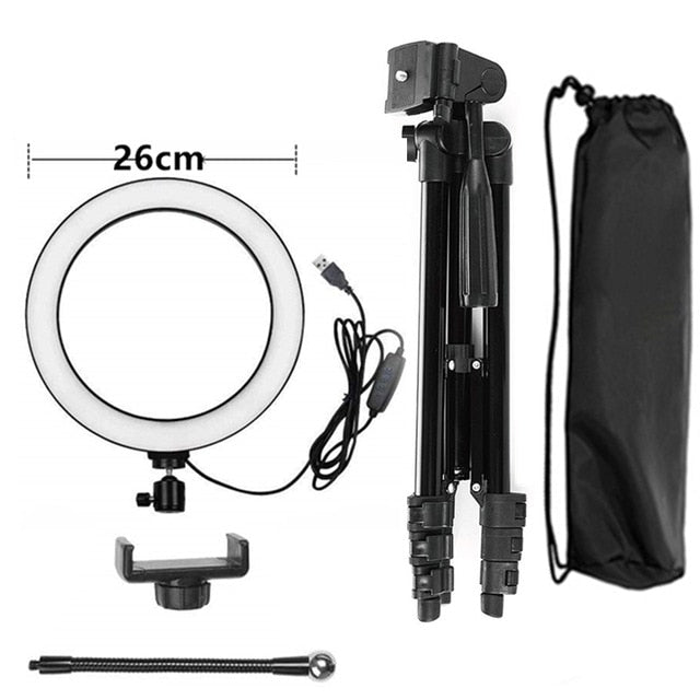 Selfie Ring Lamp With Tripod and control,video filming pack