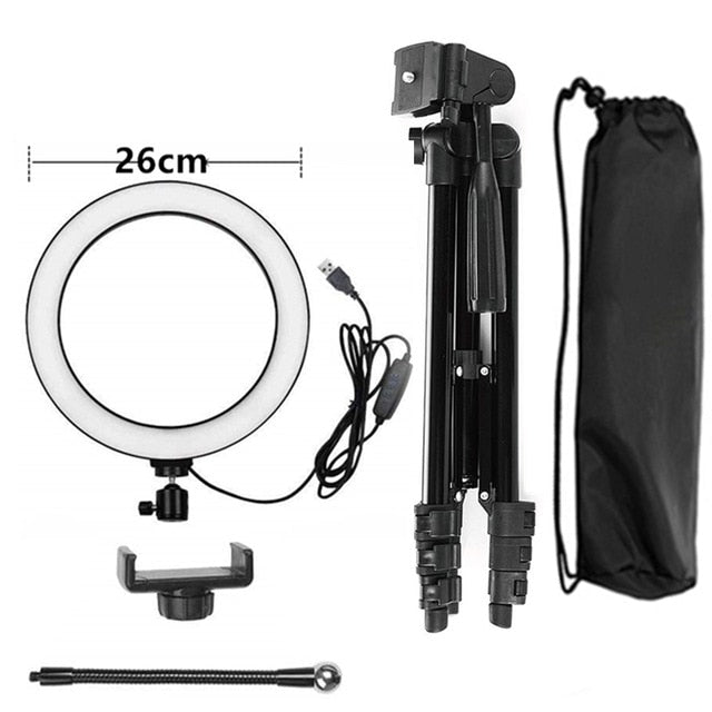 Selfie Ring Lamp With Tripod and control, video filming pack