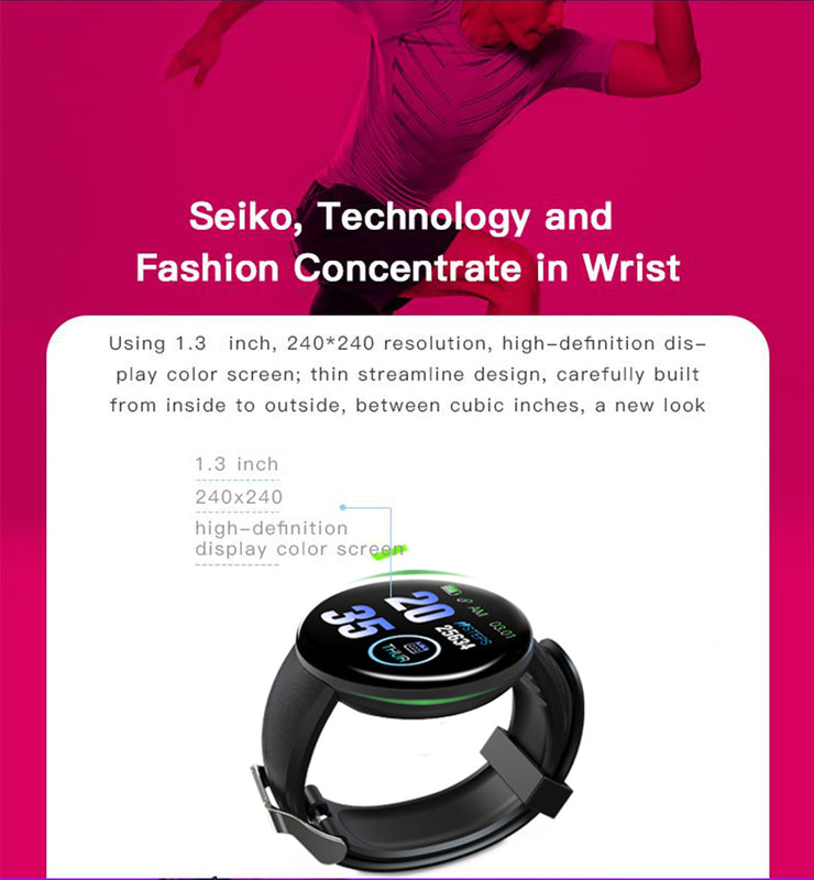 Fitness Tracker Smart Watch Bracelet D18 Unisex