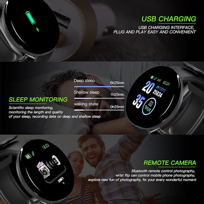 Fitness Tracker Smart Watch Bracelet D18 Unisex