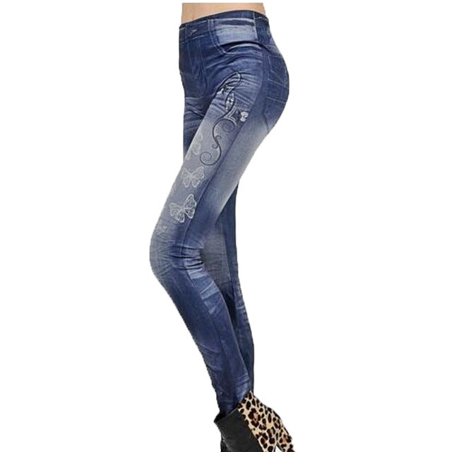 Classic Stretchy Slim Leggings Sexy imitation Jeans Skinny Pants big size bottoms