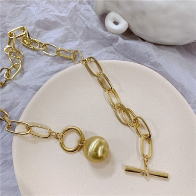 Hip hop Oval Thick Chain Metal Ball Chain Necklace Jewelry Gift